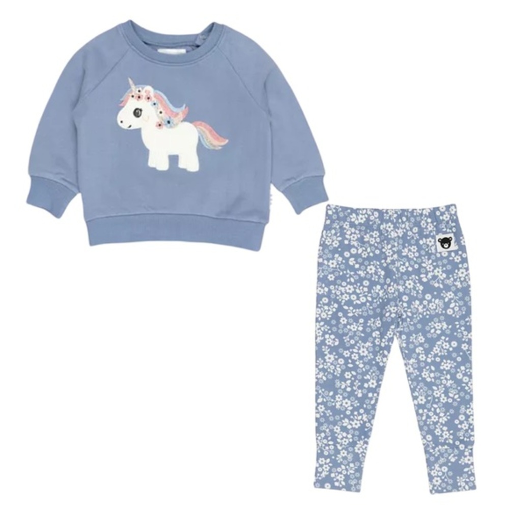 HUXBABY GIRLS UNICORN LAKE SWEATSHIRTS & FLORAL LAKE LEGGINGS